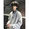Sudadera Casual Unisex de Dos Piezas Falsas 2026 Primavera Otoño Cuadros Blanco y Negro Solapa Sudadera Hombro Caído Versátil