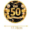 Festa de Aniversário Série Ouro Negro 50º Conjunto de Prato de Jantar com Garfo e Colher Utensílios de Mesa Diário Festival Casamento Louça de Mesa de Casamento