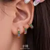 Brincos Geométricos Redondos Coloridos Cheios de Diamantes para Mulheres, Design de Cubo de Açúcar, Brincos Elegantes e da Moda