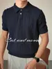 2025 Camisa Polo de Punto para Hombre de Manga Corta Marca de Alta Gama de Moda Ropa para Hombre Verano Cuello Transpirable Tejido de Punto Casual