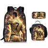 Mochila Deportiva de Tres Piezas Ronaldo Estrella de Fútbol Transfronteriza Bolsa para Comida Bolsa para Lápices Estudiantes de Primaria y Secundaria Mochila Casual Reductora de Carga