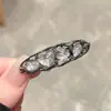 Grampo de Cabelo Elegante com Pérolas para Mulheres, Presilha de Metal com Laço Preto, Presilha Lateral de Alto Padrão, Presilha para Franja, Simples Presilha Bico de Pato