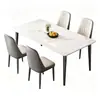 Mesa de jantar de ardósia para casas pequenas, mesa de jantar e cadeiras espessadas para restaurantes comerciais, conjunto retangular de mesa e cadeiras de jantar de luxo leve