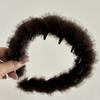 Diadema Vintage de Felpa con Dientes de Estampado de Leopardo para Mujer Antideslizante para Lavar la Cara, Clip para el Cabello, Accesorios para el Cabello para Maquillaje, Diadema, Accesorios para el Cabello de Otoño e Invierno