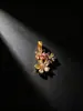 Accesorio de colgante de flor de circón transfronterizo, dulce accesorio floral de hoja de arce con incrustaciones de diamantes de colores para mujer DIY, venta al por mayor de comercio exterior