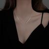 Cadena de clavícula de acacia pequeña de acero de titanio, collar elegante de estilo coreano Dongdaemun, collar sencillo popular en Internet para mujeres.