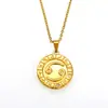 Pingente de Ícone de Signo do Zodíaco Novo Estilo Transfronteiriço Aço Titânio Banhado a Ouro 18K Corrente de Clavícula Colar de Casal Atacado