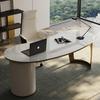 Mesa de Luxo Leve com Tampo de Pedra Brilhante Mesa de Estudo para Casa Mesa de Escrita Estilo Italiano Minimalista Designer Mesa de Computador Mesa de Escritório Integrada