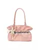 Bolso de hombro bordado con cielo estrellado rosa para mujer, bolso de mano de alta estética estilo coreano con decoración de encaje, bolso para estudiante y para ir al trabajo