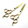 Tijeras de Peluquería Mango de Bambú Dorado Espíritu Dorado Tijeras para Cortar el Cabello Tijeras Planas Tijeras para Flequillo Tijeras Adelgazadoras de 6.0 pulgadas