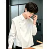 Tacto suave / Verano 2025 Camisa de Manga Corta Retro Versátil Holgada para Hombre Blanco Negro En Stock