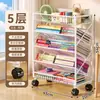 Estantería de escritorio móvil con ruedas, carrito pequeño, estantería de almacenamiento multicapa, estante de almacenamiento y organización de libros para el lado del escritorio del aula