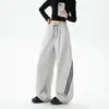 Pantalones casuales a rayas estilo americano para primavera y otoño, unisex, estilo workwear, pierna recta, corte holgado, pierna ancha, adecuados para deportes, baile y ejercicio