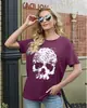 Camisetas de Calaveras para Mujer Esqueleto Divertido Gráfico Gótico Casual