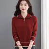 2026 Ropa de Mamá Tejidos para Mujer Otoño Invierno Nueva Llegada Cremallera Solapa Suéter Holgado Corto Cardigan de Punto Capa Base Moderno