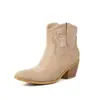 Botas Nuevas para Mujer Otoño/Invierno 2026 Botas Vaqueras Retro Europeas y Americanas Bordado Tacón Grueso Punta Fina Botines de Elástico Botas de Moda Comercio Exterior