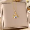 Venta Caliente Transfronteriza Collar de Acero de Titanio para Mujer Ojo Turco Azul Ojo del Diablo Colgante Cadena para Clavícula de Lujo Sutil Joyería