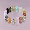 Pulsera de Cristal Súper Siete de Piedra Natural para Niñas, Pulsera de Cuentas de Azúcar Arcoíris Multitesoro Flor de Durazno para Transferencia de Fortuna de Gama Alta