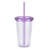 Suministro directo transfronterizo ventosa de plástico de doble capa con tapa taza recta de 16 OZ impresión color fijo logo fijo vaso de agua