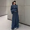 Tejido Elástico de Sarga Imitación Algodón 250g Conjunto de Dos Piezas de Chaqueta y Pantalones Casuales de Moda para Mujer Primavera y Otoño