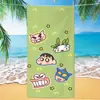 Toalha de banho de secagem rápida infantil de grandes dimensões Giz de cera Pequena nova toalha de praia Microfibra Velo de dupla face Toalha de praia com impressão digital