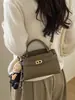 Bolso Pequeño Cuadrado Nuevo Coreano con Patrón de Lichi para Mujer 2026, Bolso Kelly de Moda Lindo de Primavera, Bolso Pequeño Cuadrado Cruzado