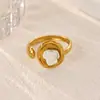 Anillo Cruzado de Acero Inoxidable Chapado en Oro de 18 Quilates, Estilo Nuevo Europeo y Americano, para Mujer, Versátil para el Uso Diario, Joyería de Anillo Abierto Simple y a la Moda