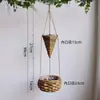 Cesta Colgante de Flores de Paja Hecha a Mano, Colgante de Pared Pastoral, Maceta para Plantas Verdes Suculentas, Cesta Colgante de Mimbre Multicapa Artística Personalizada