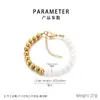 Ins Elegante con Estilo Perlas de Vidrio de 8 mm Pulseras Hechas a Mano Tendencia Acero Perla Empalmado Acero Inoxidable Pulsera Accesorios Mayoreo