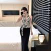 Verano Elegante Cuello Colgante Chaleco Floral para Mujer 2025 Nuevo Deseo Puro Nicho Chic Borde de Loto Cintura Ajustada Top Combinable