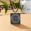 Prata Esterlina Coração Sutra prata marca pura prata 999 retro sólido quadrado marca masculino e feminino estilo étnico segurança pingente colar