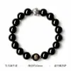 Pulsera de Obsidiana Negra Natural para Mujer con Cuentas de Mantra de Seis Caracteres, Pulsera de Pareja, Regalo de San Valentín para Hombres