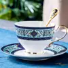 Xícara de Café e Pires de Porcelana Fina Estilo Europeu Luxo Leve Xícara de Chá da Tarde Cerâmica de Alta Qualidade Banhada a Ouro Jogo de Xícara e Pires de Cavalo Logo