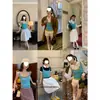 En Stock Estilo Americano Capas Genial Cuello en U Multicolor Tejido Lana Básico Camisola Top sin Mangas
