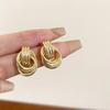 Pendientes de Metal con Textura de Múltiples Círculos Nudos para Mujer Ins Tendencia Estilo Europeo y Americano Pendientes y Pendientes Versátiles de Gama Alta Estilo Frío
