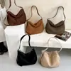 Bolsa de Tote Transfronteriza para Mujer 2026 Nueva Elegante Versátil Gamuza Felpa Gran Capacidad Color Sólido para Viajes Diarios Hombro Único Cruzada