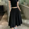 Falda de Cintura Alta Estilo Francés para Mujer, Falda Midi Plisada Línea A Adelgazante de Verano, Versátil y Elegante