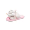 Pantuflas de mujer 2026, para usar en exteriores, de suela plana, nuevo estilo otoño/invierno, destalonadas, peludas, cómodas para uso en casa, forradas de algodón, suela suave, diseño de una tira, estampado de estrellas