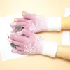 Guantes cálidos transfronterizos para mujer de invierno con dedos abiertos para pantalla táctil con forro polar tejido grueso Año Nuevo Navidad rojo versión coreana del nuevo al por mayor
