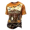 Camiseta de Manga Corta Estampada para Hombre Verano Serie Halloween Cabeza de Calabaza, Artículo Transfronterizo Más Vendido en Amazon
