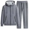 Conjunto Esportivo de Algodão Puro Transfronteiriço Masculino Tamanho Grande Casual Solto Cardigã com Gola Alta Blusa de Moletom Comércio Exterior Esportivo Calça Reta