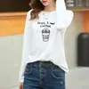 Camiseta de Algodón Puro de Manga Larga con Cuello Redondo para Mujer, Blanca, Capa Superior, Color Sólido, Estilo Básico, Corte Holgado, Camiseta Base Interior