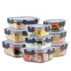 Caja de Almuerzo de Vidrio Resistente al Calor Calentable en Microondas para Oficinista Tazón para Mantener Fresco Juego de Tazones Sellados Separador de Hebilla Caja para Mantener Fresco