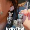 Joyería Perla de Agua Dulce Forma de Corazón Oso Collar de Piedras Preciosas Alto Nivel para Banquetes Pendientes Dinámicos de Oso Completamente Diamantados Hechos a Mano