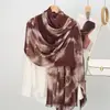 Bufanda Chal Tie-Dye Yongjun para Mujer, Protección Solar de Invierno, Rayón Delgado, Bufanda de Seda Decorativa de Alta Gama para Viaje