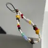 Original hecho en casa pulsera corta de cuentas de cerámica linda color de contraste cadena para colgar el teléfono móvil correa para cámara regalo para amigas