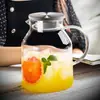 Garrafa de água fria de vidro transparente pote de suco de verão chá de frutas conjunto de chá de borossilicato pote de refrigerador de água fria de grande capacidade