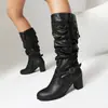 Botas Martin de tacón alto para otoño e invierno, de talla grande, con puntera redonda, suela de goma, antideslizantes, versátiles, con cremallera lateral, ligeras, de color liso, botas de caña alta.