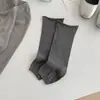 Calcetines tipo piecitos ligeros para mujer, estilo nuevo, color liso, versión coreana, calentadores de piernas, calcetines de moda y versátiles, calcetines holgados enrollados, cubrepies grises