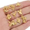 Acero Inoxidable Oro 18K Flor Corazón Cabeza de Toro Cangrejo Colgante DIY Collar Pulsera Colgante Accesorios Básicos Mayoreo